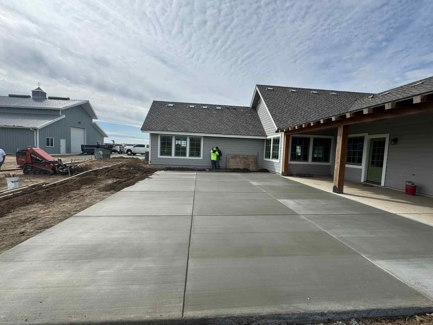 Fresh concrete pour on residential site