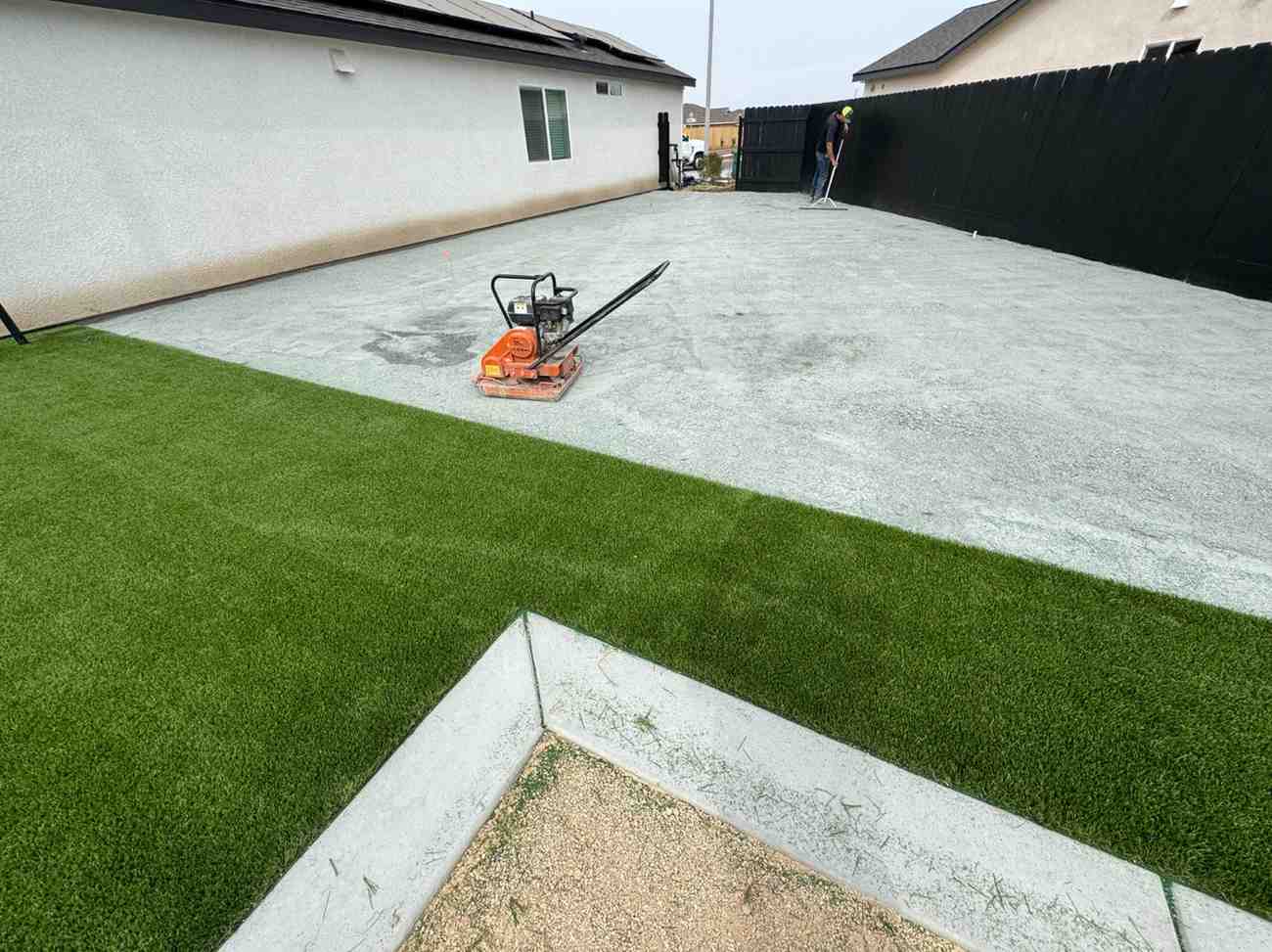 Lush landscaped backyard lawn and garden